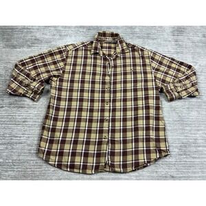 Laura Gayle Button Down Women L Brown Plaid Cotton Long Sleeve Casual Shirt
